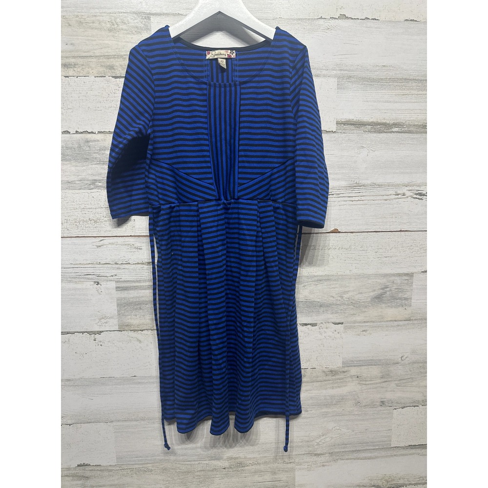 Speechless Skater Dress Girls Size 12 Blue Black Striped 3/4 Sleeve EUC